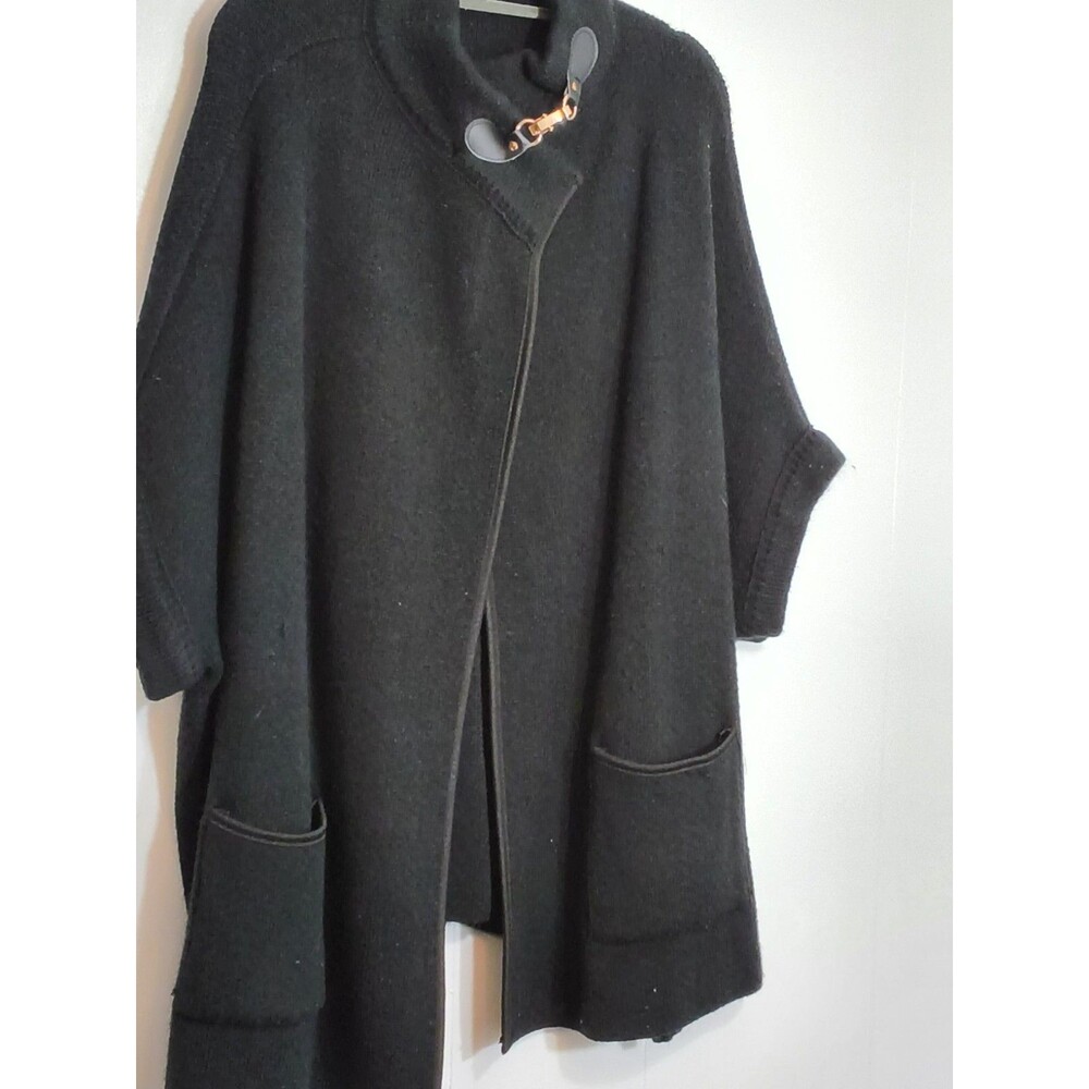Apt 9 Black Sweater Poncho Cape High Neck One size OS clasp